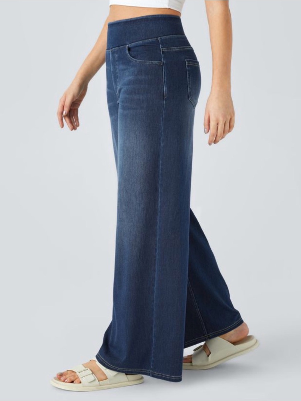 HALARA Dark Blue Wide Leg Flare Jeans M Regular - Picture 7 of 7